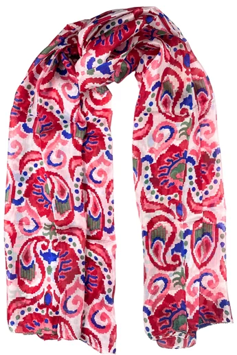 orchideafeher-alapon-csaszarvoros-mintas-sal-selyem- orchideafeher-alapon-csaszarvoros-mintas-sal-selyem-