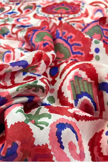 orchideafeher-alapon-csaszarvoros-mintas-sal-selyem- orchideafeher-alapon-csaszarvoros-mintas-sal-selyem-