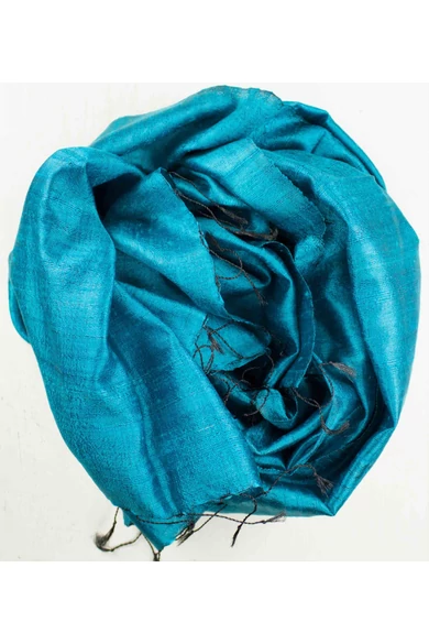 100% valódi hernyóselyem sál türkizkék színű nyers selyem Rawsilk