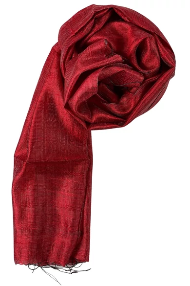 100% valódi hernyóselyem bársonyvörös színű nyers selyem sál 50x180cm