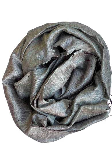 100% valódi hernyóselyem prériszürke színű nyers selyem sál 50x180cm