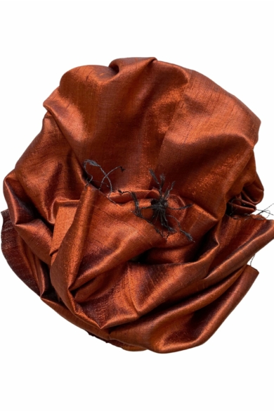 100% valódi hernyóselyem bronzvörös színű nyers selyem sál