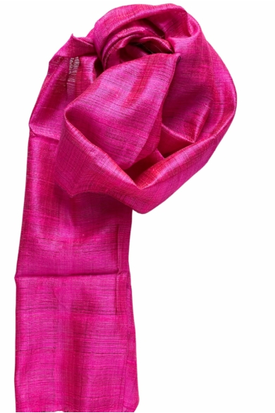 100% valódi hernyóselyem pink színű nyers selyem sál 50x180cm