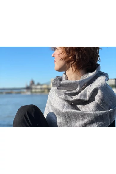 100% valódi hernyóselyem prériszürke színű nyers selyem sál 50x180cm