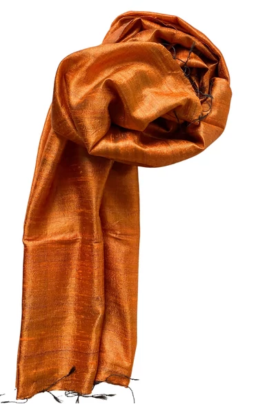 100% valódi hernyóselyem marokkónarancs színű nyers selyem sál