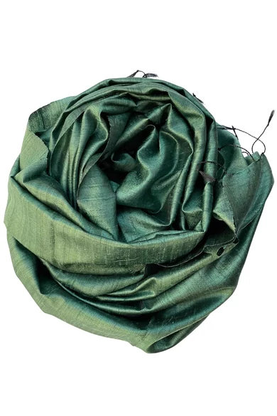 100% valódi hernyóselyem borostyánzöld színű nyers selyem sál 70x180cm