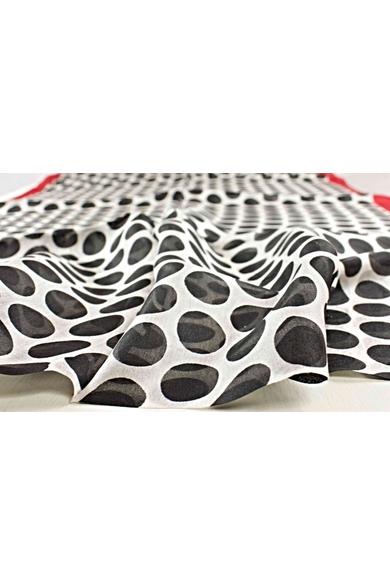Habfehér alapon pöttyös 100% valódi hernyóselyem sál 50x180cm