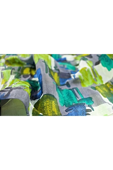 KÉK, ZÖLD MINTÁS 100% VALÓDI HERNYÓSELYEM SÁL 50X180CM