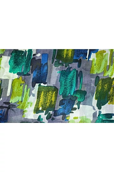 KÉK, ZÖLD MINTÁS 100% VALÓDI HERNYÓSELYEM SÁL 50X180CM