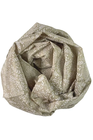 Óarany alapon liliomfehér virág mintás 100% valódi hernyóselyem sál 50x180cm