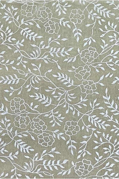 Óarany alapon liliomfehér virág mintás 100% valódi hernyóselyem sál 50x180cm