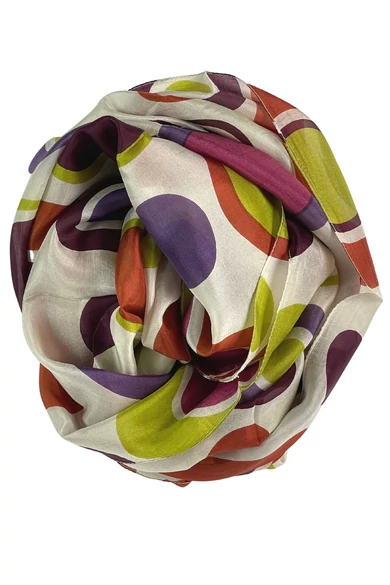 Alabástromfehér alapon mintás 100% valódi hernyóselyem sál 50x180cm