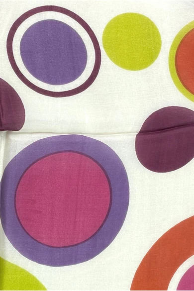 Alabástromfehér alapon mintás 100% valódi hernyóselyem sál 50x180cm