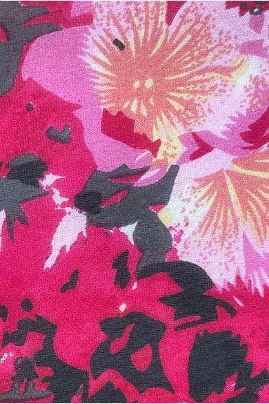 Magenta alapon virágmintás 100% valódi hernyóselyem sál 50x180cm
