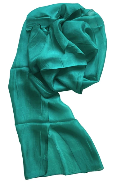 Malachitzöld színű 100% valódi hernyóselyem sál 50x180cm