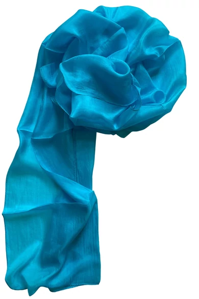 Türkizkék színű 100% valódi hernyóselyem sál 50x180cm
