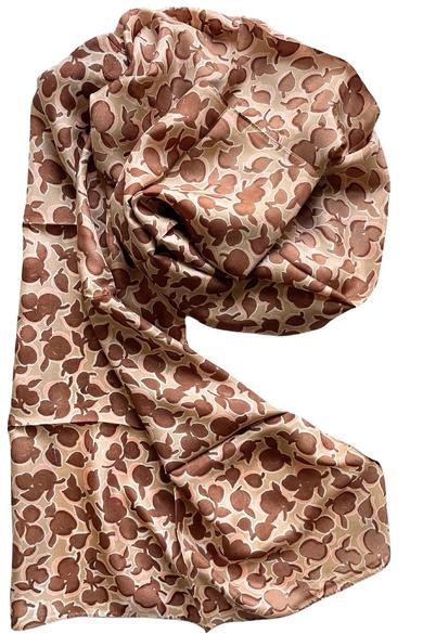 Mandulabarna alapon mintás 100% valódi hernyóselyem sál 50x180cm
