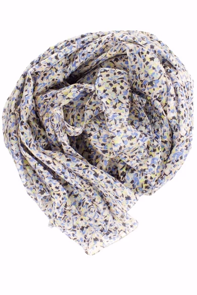 Kék fehér, fekete, barackszín apró mintás 100% valódi hernyóselyem sál 100x180 cm