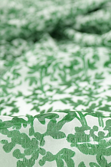 Toszkánzöld virágmintás 100% valódi hernyóselyem sál 100x180 cm