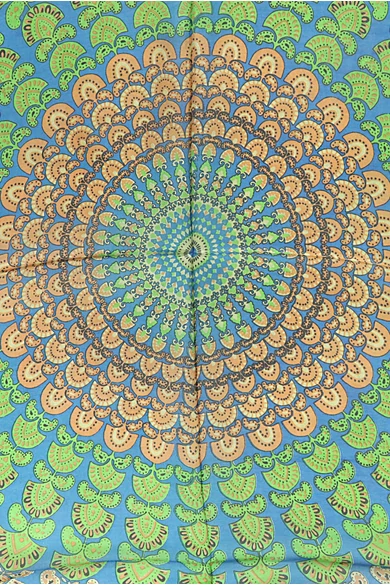 Csontváry kék alapon mintás 100% valódi hernyóselyem sál 100x180 cm