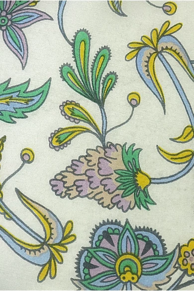 Krókuszsárga keretben virágmintás 100% valódi hernyóselyem sál 100x180 cm