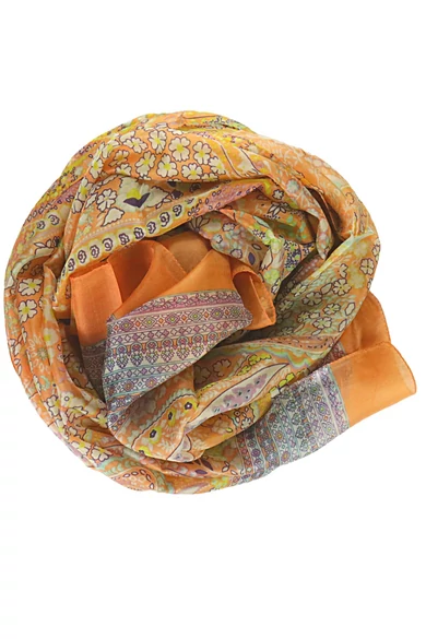Rózsaszínes narancs alapon paisley mintás 100% valódi hernyóselyem sál 100x180 cm