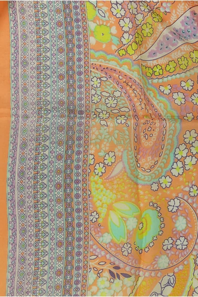 Rózsaszínes narancs alapon paisley mintás 100% valódi hernyóselyem sál 100x180 cm
