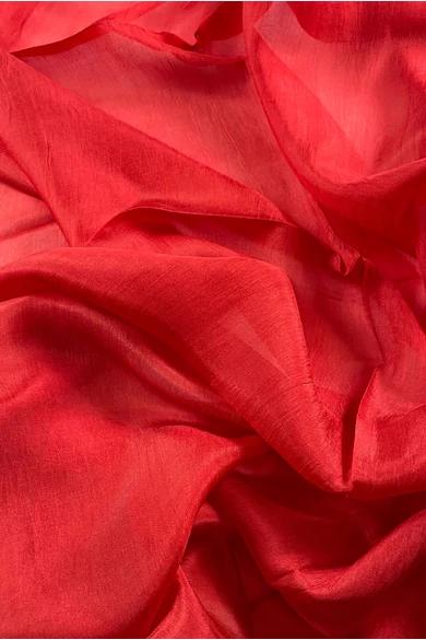 Tornádóvörös színű 100% valódi hernyóselyem sál 100x180 cm