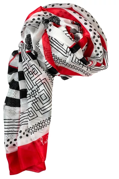 Japánpiros  bordűrös 100% valódi hernyóselyem sál 100x180 cm