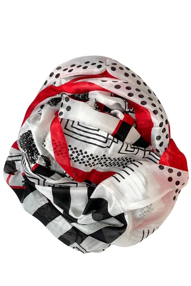 Japánpiros  bordűrös 100% valódi hernyóselyem sál 100x180 cm