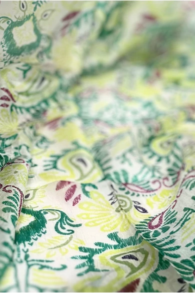 Ásványzöld modern paisley mintás 100% valódi hernyóselyem sál 100x180 cm