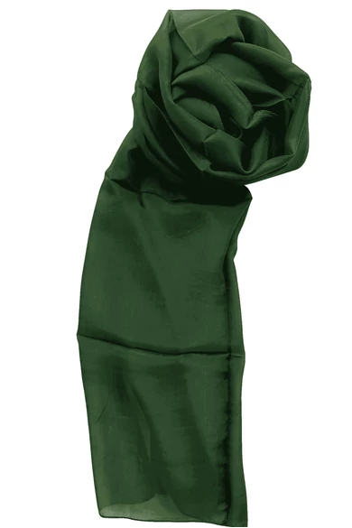 Lombzöld  színű 100% valódi hernyóselyem sál 50x180 cm