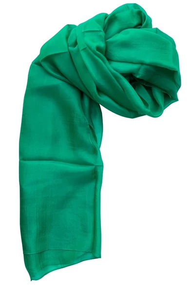 Ásványzöld színű 100% valódi hernyóselyem sál 100x180 cm