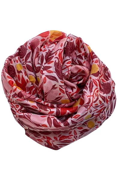 Porcelánrózsaszín alapon mintás 100% valódi hernyóselyem sál 100x180 cm