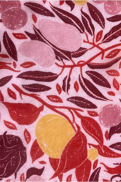 Porcelánrózsaszín alapon mintás 100% valódi hernyóselyem sál 100x180 cm